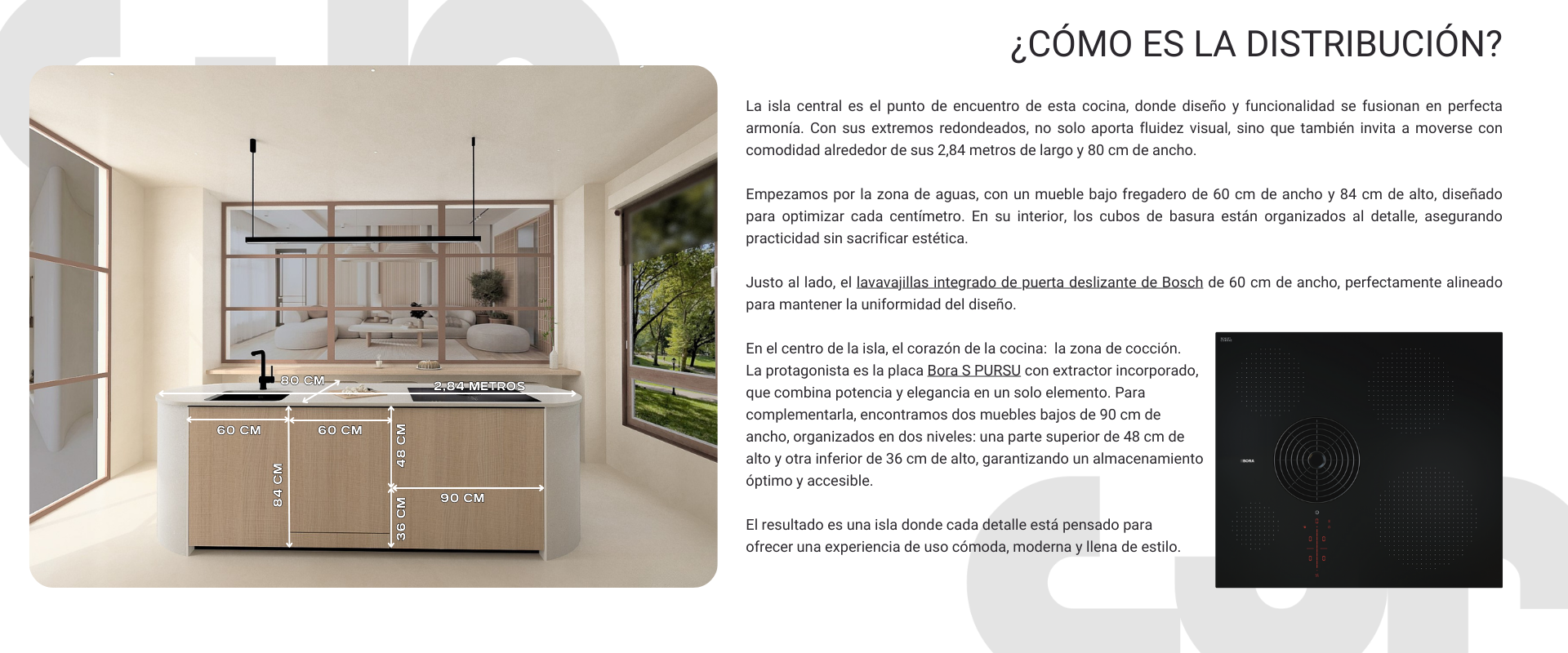 cocina negra abierta al salon con desayunador cocinas Cjr