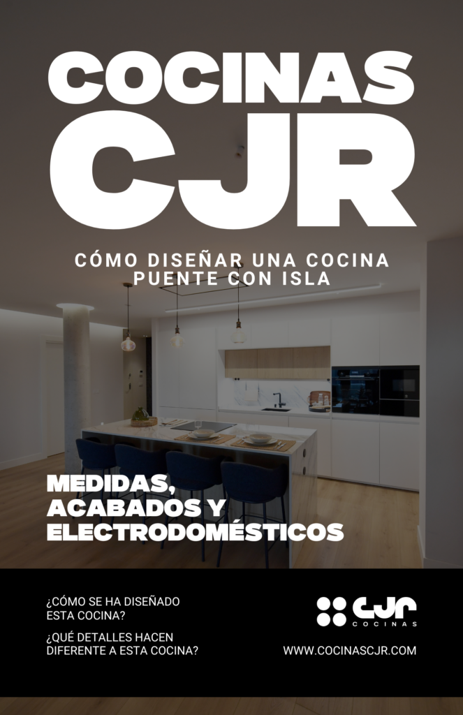cocina blanca y madera con isla abierta al salón cocinas cjr