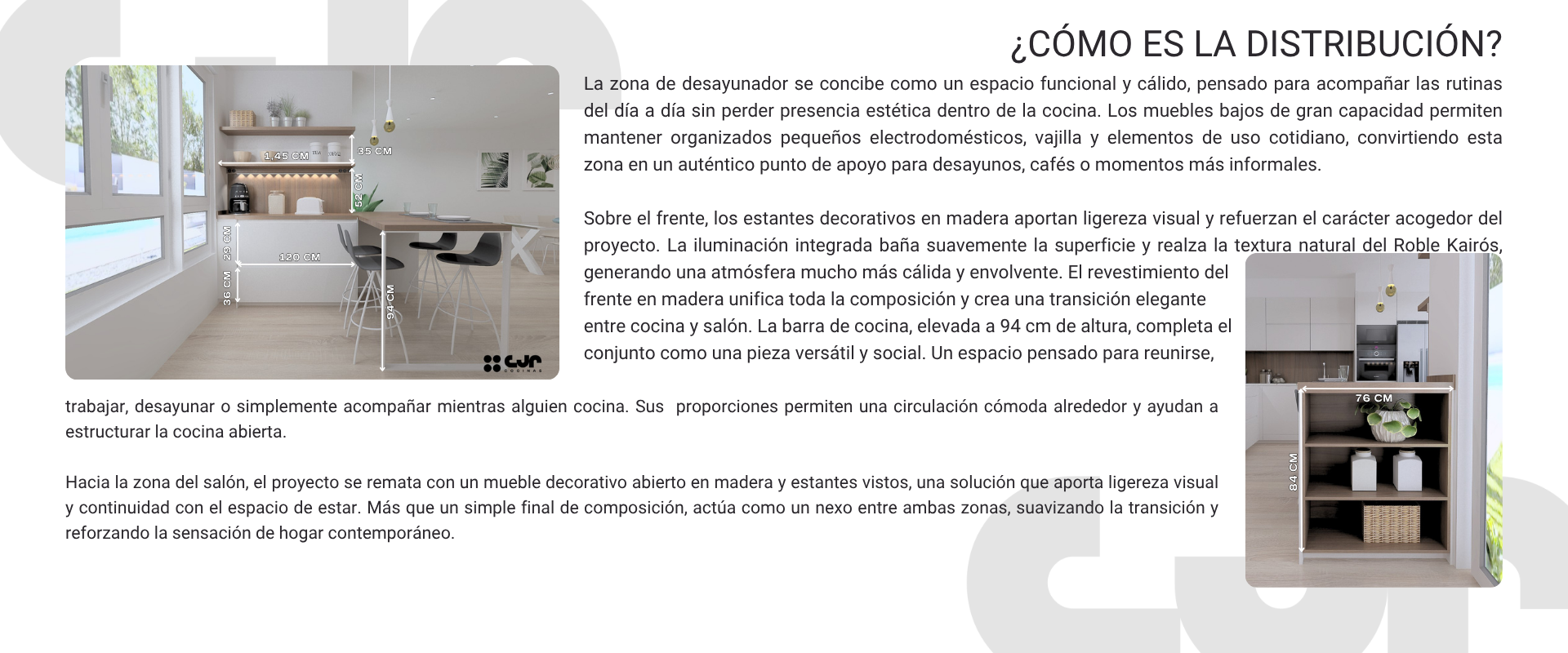 cocina negra y madera con isla y living cocinas cjr